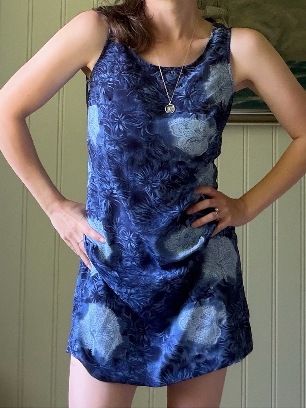 Vintage Navy Floral Cottagecore Summer Dress - XS Fit